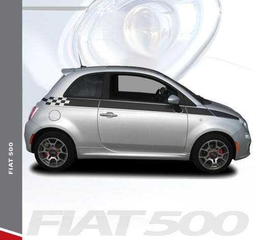 Fiat 500 SE5 CHECK Upper Body Door Accent Abarth Vinyl Graphics Stripes Decals Kit for 2007-2018 Models