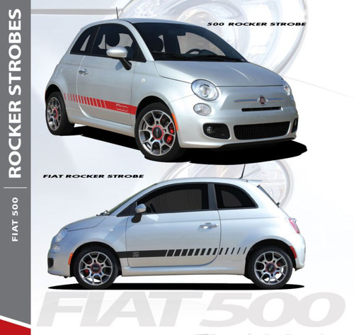 Fiat 500 SE5 ROCKER STROBES Lower Body Door Accent Abarth Vinyl Graphics Stripes Decals Kit for 2007-2018 Models