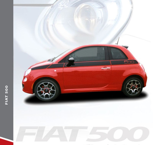 Fiat 500 SE5 Upper Body Door Accent Abarth Vinyl Graphics Stripes Decals Kit for 2007-2018 Models