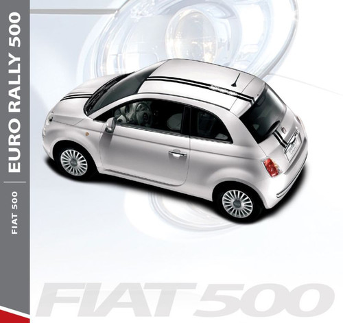 Fiat 500 EURO RALLY Offset Hood Roof Racing Vinyl Graphics Stripes Decals Kit for 2007-2018 Models