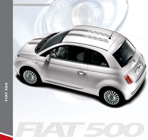 Fiat 500 CHECK RALLY Abarth Hood Roof Racing Stripes Vinyl Graphics Decals Kit for 2007-2018 Models