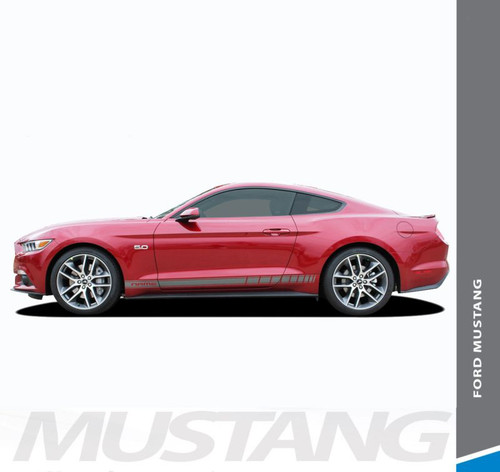 Ford Mustang STALLION ROCKER TWO Lower Door Strobe Rocker Panel Body Stripes Vinyl Graphic Decals 2015 2016 2017