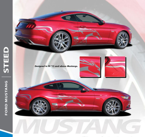 Ford Mustang STEED Pony Horse Side Door Body Vinyl Graphic Decals Stripes Kit for 2015 2016 2017