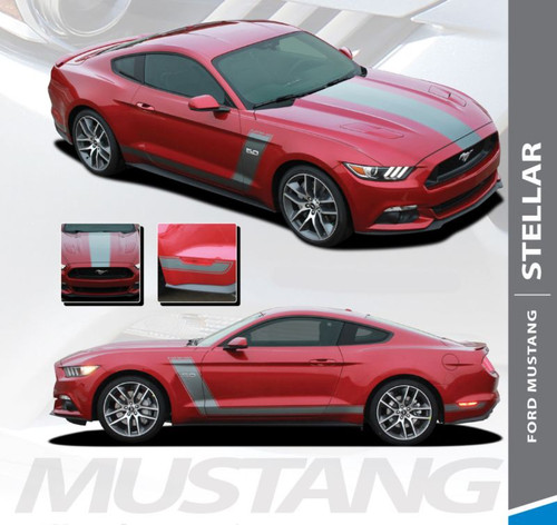 Ford Mustang STELLAR BOSS Hood and Side Door Body Vinyl Graphic Decals Stripes Kit 2015 2016 2017