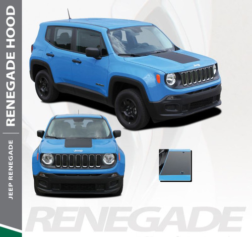 Jeep Renegade HOOD Trailhawk Style Center Hood Blackout Decal Vinyl Graphic Stripe Kit for 2014 2015 2016 2017 2018 2019