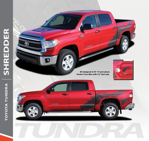 Toyota Tundra SHREDDER Crew Max 5.5 ft Short Bed Vinyl Graphic Striping Decal Kit for 2014 2015 2016 2017 2018 2019 2020 2021