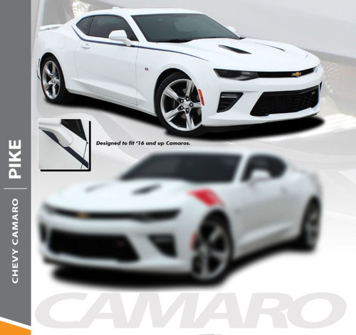 Chevy Camaro PIKE Upper Door to Fender Accent Vinyl Graphics Decals Kit 2016 2017 2018 fits SS RS V6 Models