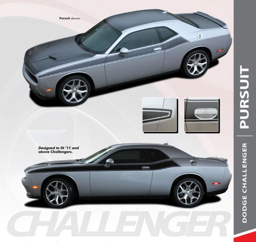 Dodge Challenger PURSUIT Wide Door Vinyl Graphics Side Body T/A 392 Stripes Decals 2011 2012 2013 2014 2015 2016 2017 2018 2019 2020