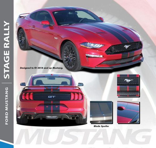 Ford Mustang Racing Stripes STAGE RALLY Lemans 7 inch Split Hood Roof Trunk Racing Rally Stripes Vinyl Graphics Decals Kit 2018 2019