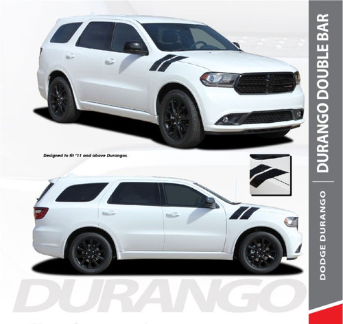 Dodge Durango DOUBLE BAR Hood Hash Marks Slash Stripes Decals Vinyl Graphics Kit 2011-2019 Models