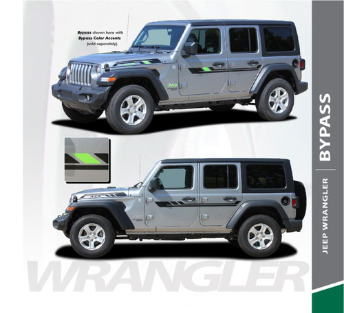 Jeep Wrangler BYPASS Side Door Decals Body Stripes Vinyl Graphics Kit for 2018-2020 Models