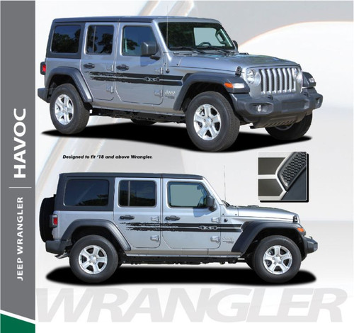 Jeep Wrangler HAVOC Side Door Decals Body Stripes Vinyl Graphics Kit for 2018-2020 Models