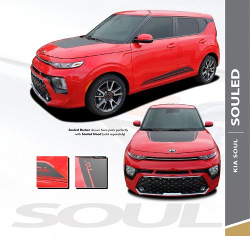 Kia Soul SOULED Hood Decal and Door Body Stripes Striping Vinyl Graphics Decals Kit for 2020 2021 Model Years