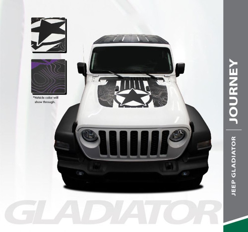 Jeep Gladiator JOURNEY Hood Vinyl Graphics Decal Stripe Kit for 2020 2021 Models