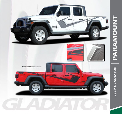 Jeep Gladiator PARAMOUNT Side Body Vinyl Graphics Decal Stripe Kit for 2020 2021 Models