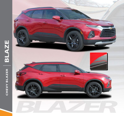 Chevy Blazer BLAZE Lower Rocker Door Panel Body Accent Vinyl Graphic Decal Stripe Kit 2019 2020 (6816)