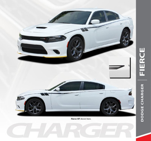 Dodge Charger FIERCE Side Body Vinyl Graphic Door Decals and Stripe Kit for 2015 2016 2017 2018 2019 2020