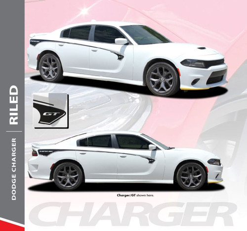 Dodge Charger RILED Side Body Vinyl Graphic Door Decals and Stripe Kit for 2015 2016 2017 2018 2019 2020