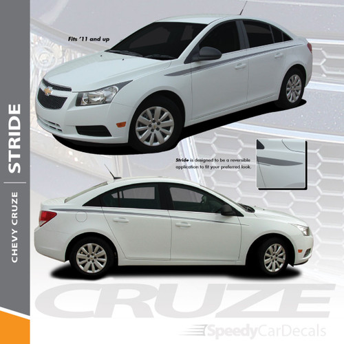 STRIDE : 2008-2016 Chevy Cruze Upper Body Door Accent Striping Vinyl Graphics Decals Kit