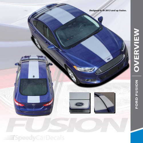 OVERVIEW : 2013-2020 Ford Fusion Center Hood Roof Trunk Spoiler Vinyl Graphics Decals Stripe Kit