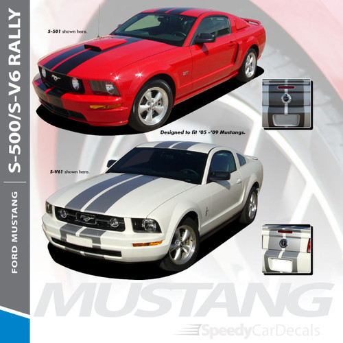 S-500 : 2005-2009 Ford Mustang GT Lemans GT500 Style 10" Wide Vinyl Racing Stripe Rally Kit