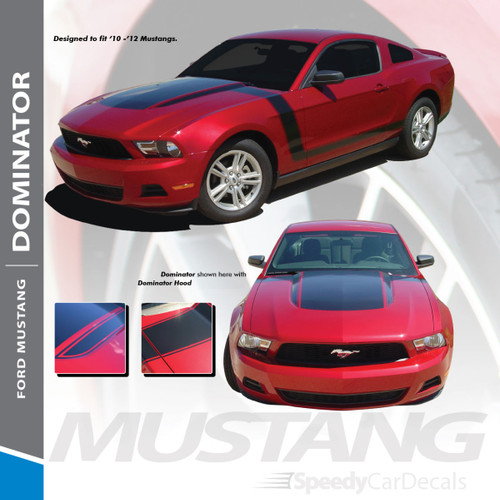 DOMINATOR BOSS : 2010-2012 Ford Mustang Hood and Sides Vinyl Graphics Decal Striping Kit