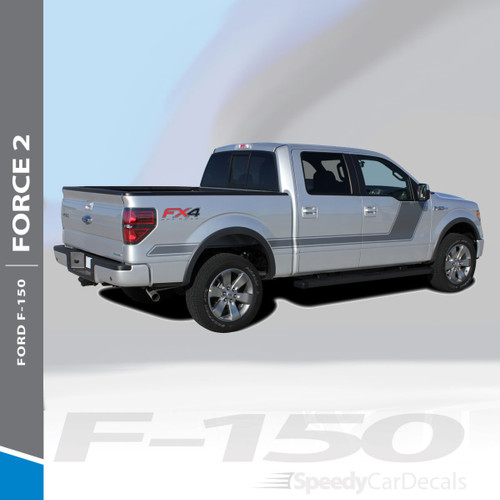 FORCE TWO SCREEN : 2009-2014 and 2015-2018 Ford F-150 Hockey Stripe "Appearance Package Style" Vinyl Graphics Decals Kit