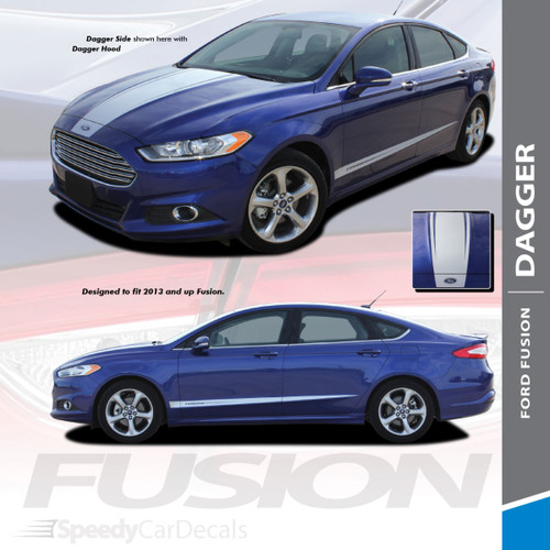 DAGGER : 2013-2020 Ford Fusion Hood and Lower Door Body Vinyl Graphics Decals Stripe Kit