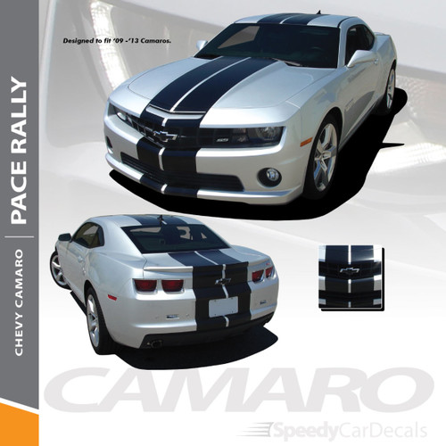 PACE RALLY : 2010-2013 Chevy Camaro Indy Style 10" Racing Stripes Bumper Hood Roof Trunk Vinyl Graphics Decal Kit