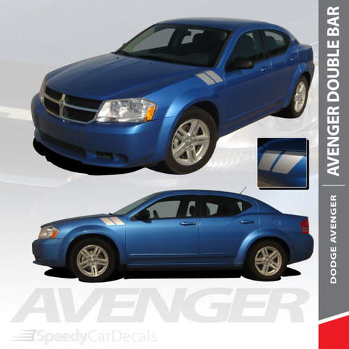 AVENGED DOUBLE BAR : 2008-2014 Dodge Avenger Hood to Fender Hash Vinyl Graphics Decal Stripe Kit