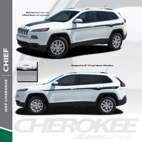 CHIEF : 2013-2018 Jeep Cherokee Upper Body Line Accent Vinyl Graphics Decal Stripe Kit