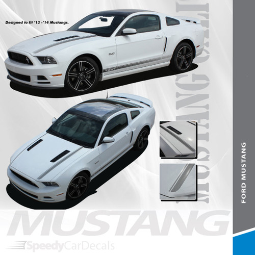 CALI GT/CS : 2013-2014 Ford Mustang "California Special Style" Hood and Rocker Panel Stripes Vinyl Graphic Decals Kit