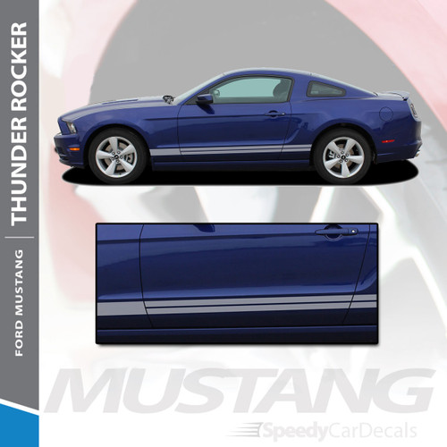 THUNDER ROCKER : 2013-2014 Ford Mustang Lower Rocker Panel Stripes Vinyl Graphic Decals Kit