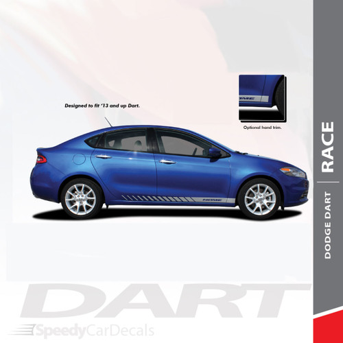 DASH : 2013-2016 Dodge Dart Lower Rocker Vinyl Stripes Decals Graphics Kit