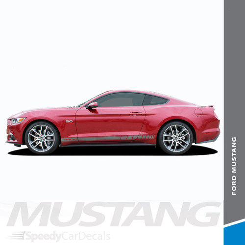 STALLION ROCKER TWO : 2015-2017 Ford Mustang Strobe Lower Rocker Panel Stripes Vinyl Graphic Decals Kit