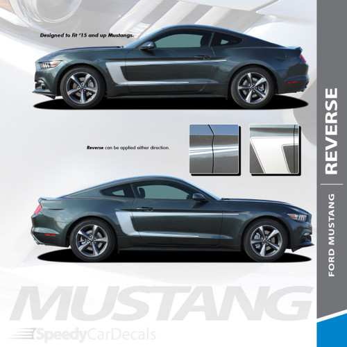 REVERSE : 2015-2017 Ford Mustang C Stripe Reversible Side Door Vinyl Graphic Decals Stripes Kit