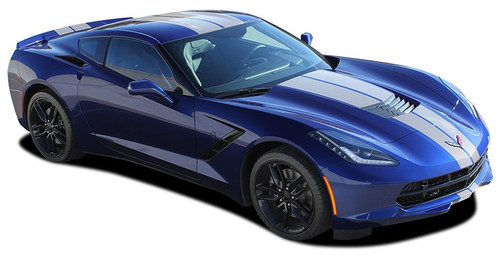 C7 RALLY : 2014-2018 Chevy C7 Corvette Racing Stripes Bumpers Hood Roof Trunk Vinyl Graphic Decals Kit