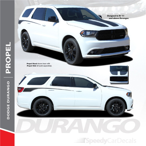 PROPEL HOOD : 2011-2018 2019 2020 2021 Dodge Durango Split Hood Vinyl Graphics Accent Decal Stripe Kit