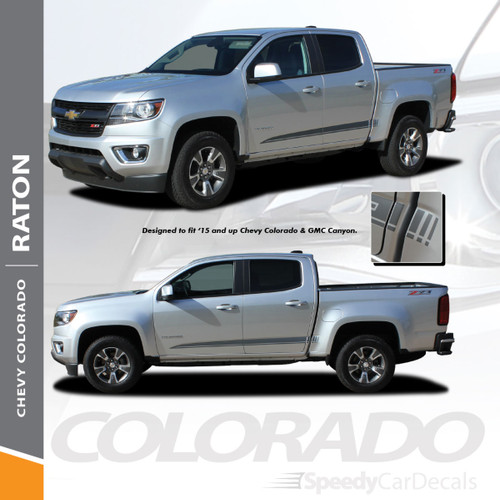 RATON : 2015-2018 2019 2020 2021 Chevy Colorado Lower Rocker Panel Accent Vinyl Graphic Package Factory OEM Style Decal Stripe Kit Wet and Dry Install Vinyl