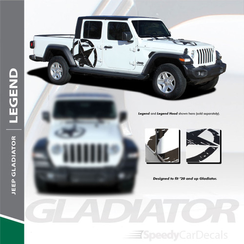 LEGEND SIDES : Jeep Gladiator Side Door Star Decals Vinyl Graphics Stripe Kit for 2020-2021