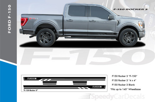 2021 Ford F150 Rocker Side Stripes Decals 150 ROCKER THREE Premium Auto Striping