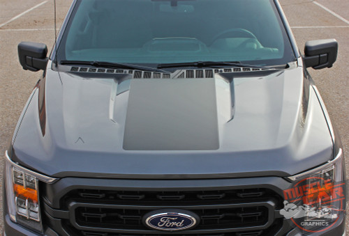 Top View of 2021 Ford F150 Truck Hood Stripes Package SWAY HOOD for 2021+