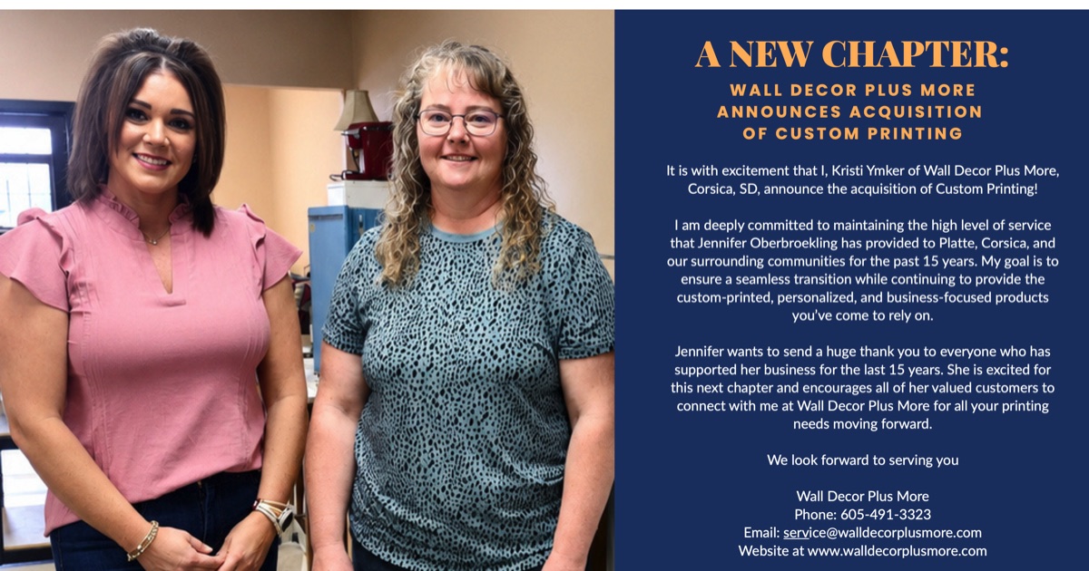 Wall Decor Plus More announces the acquisition of Custom Printing of Platte
