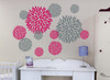 Floral Burst Vinyl Sticker Wall Decals Girl's Room Decor-Storm Gray. Lipstick