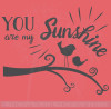 You are My Sunshine Quote Birds and Branch Nursery Wall Art Decal Stickers