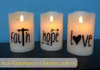 Faith Hope Love Vinyl Stickers Lettering design for LED Candles - shown in color black in ON position