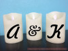 Monogram Initials Vinyl Stickers Lettering Decals for LED Flameless Candles-Shown on 5" Candle