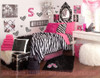 Fun Zebra Heart Wall Décor Stickers Black with 11 inch Zebra Letter in Hot Pink