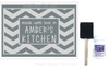 Chevron Framed Vinyl Sticker Decal Stencil for Etching on 9x13 Glass Dish Custom Name Kitchen — Gray chevron-patterned wall
