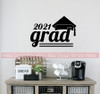 Class of 2021 Grad with Graduation Hat Art Vinyl Wall Decals Stickers for Party Decor-Black